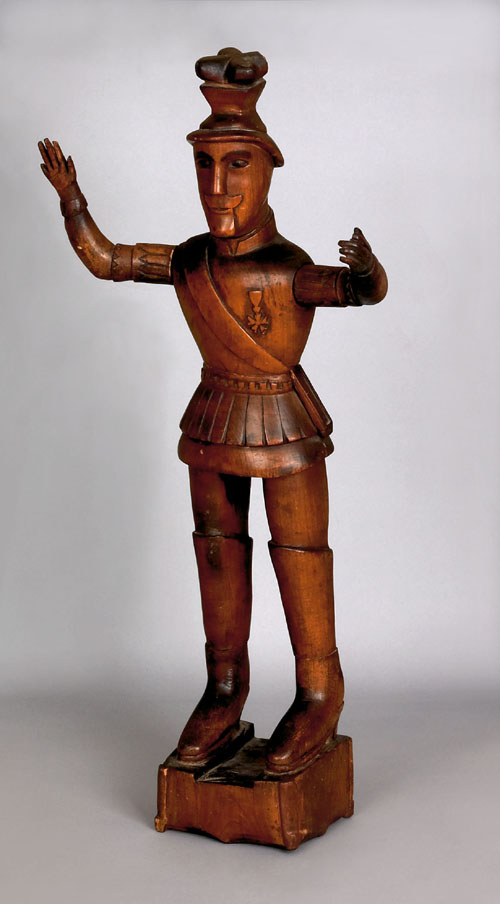 Appraisal: German carved cherrywood figure of a soldier th c h