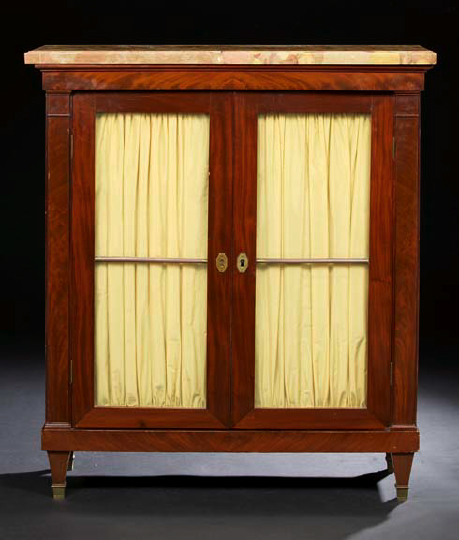 Appraisal: Louis XVI-Style Mahogany and Marble-Top Cabinet late th century the