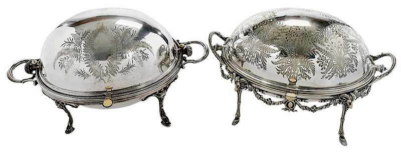 Appraisal: Two Silver Plate Rotating Servers English late th century one