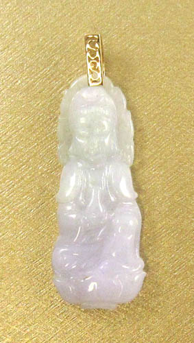 Appraisal: CHINESE JADE AND FOURTEEN KARAT GOLD PENDANT with a light