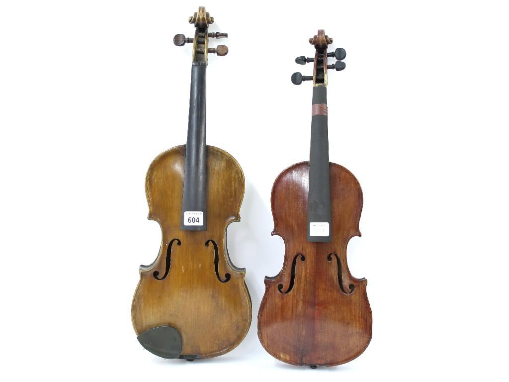 Appraisal: Early th century Gagliano copy violin cm together with three-quarter