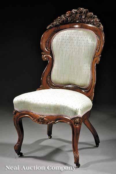 Appraisal: An American Rococo Carved and Laminated Rosewood Side Chair attributed