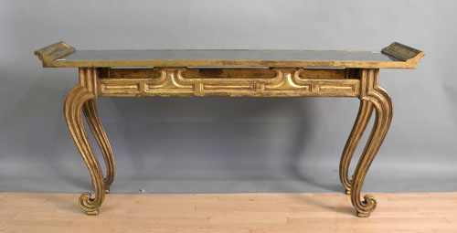 Appraisal: Giltwood console with a mirrored top h w together with