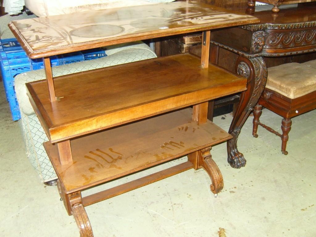 Appraisal: A small late th century walnut telescopic -tier buffet on