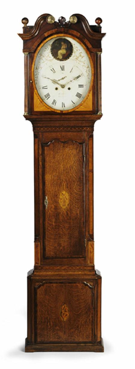 Appraisal: An unusual George III oak mahogany banded longcase clock the