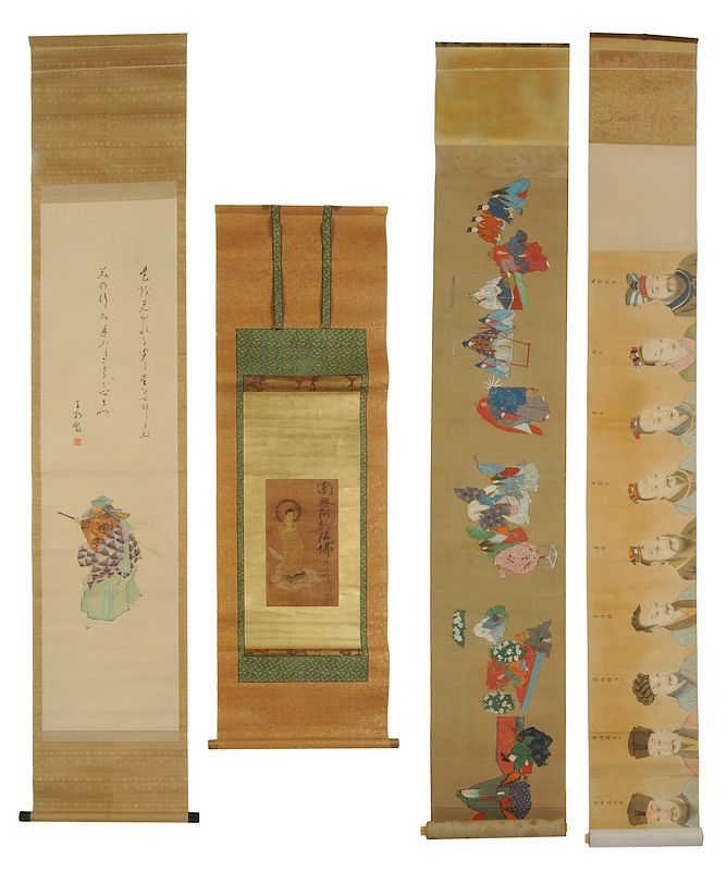 Appraisal: Four Japanese Scrolls with Figures Sei Shumpo - Portraits of