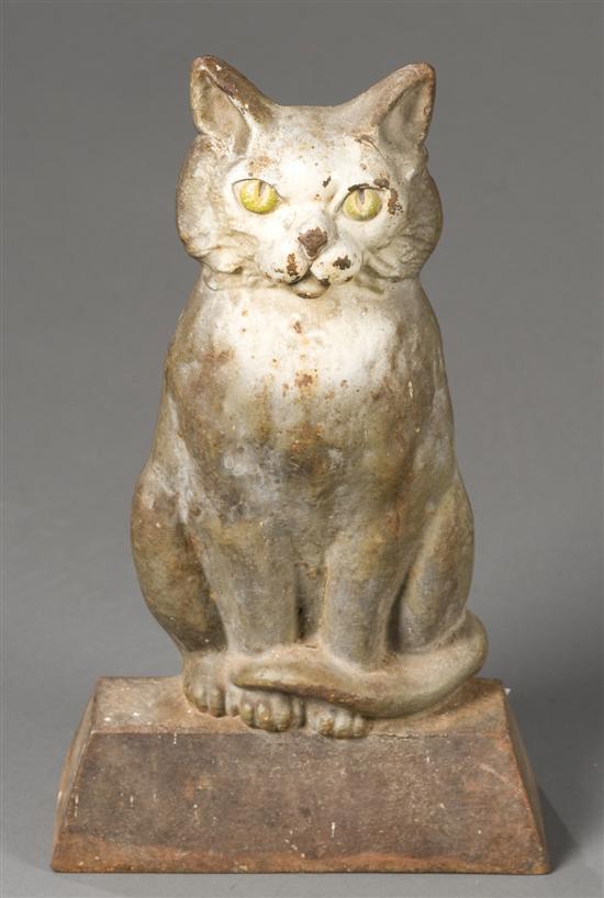 Appraisal: Cast iron cat doorstop Doorstop of seated black cat in