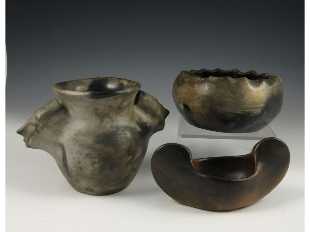 Appraisal: Catawba Indian Pottery Three Pieces turned molded and burnished a