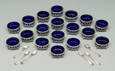 Appraisal: Austro-Hungarian silver salt cellars set of oval openwork sides with