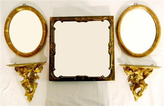 Appraisal: Pair '' gilt wall brackets with scrolled foliate bases pair