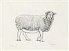 Appraisal: HENRY MOORE Two lithographs Sheep Grazing Sheep Standing Both x