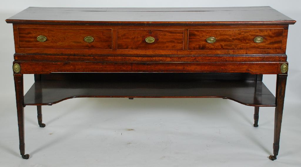 Appraisal: GEORGE III CROSSBANDED MAHOGANY SQUARE PIANO CONVERTED TO A SIDEBOARD