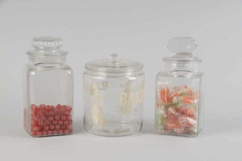 Appraisal: Lot of Assorted Store Jars Description Includes Franklin Caro Co