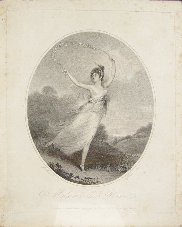 Appraisal: Engraving of Mademoiselle Parisot printed signature 'JF Masquerier Pinxt' and