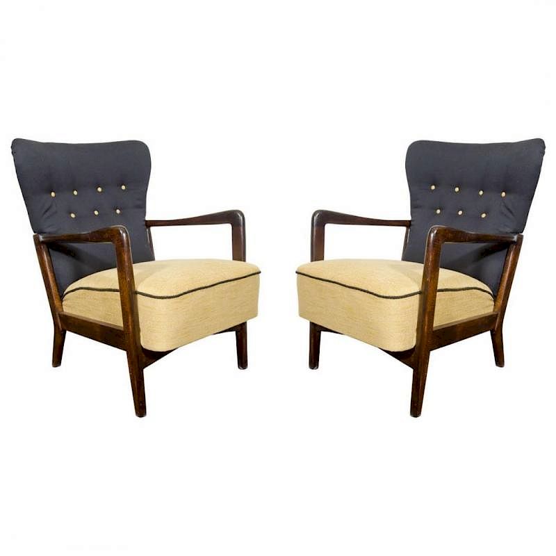 Appraisal: Mid-Century Modern Fritz Hansen Arm Chairs Pair Mid-Century Modern Fritz