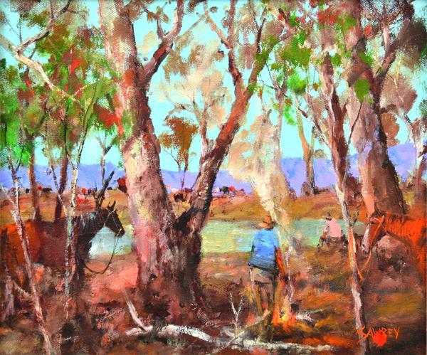 Appraisal: HUGH SAWREY - Along the Georgina Western QLD oil on