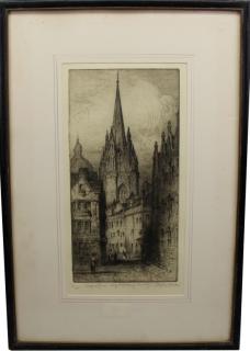 Appraisal: James Alphege Brewer c - Antique Etching of St Mary's