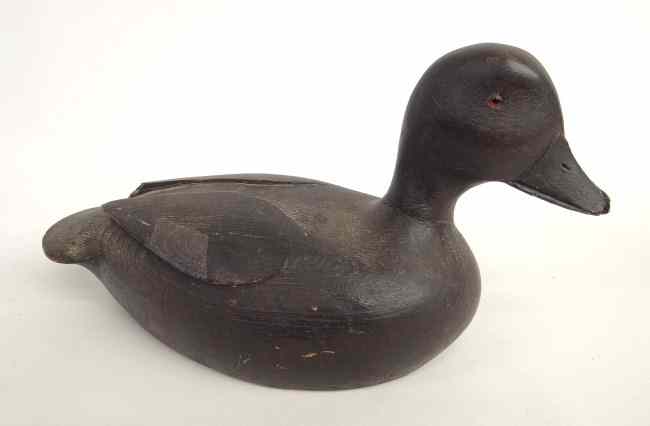 Appraisal: Early bluebill decoy with carved wings '' Length Damage to