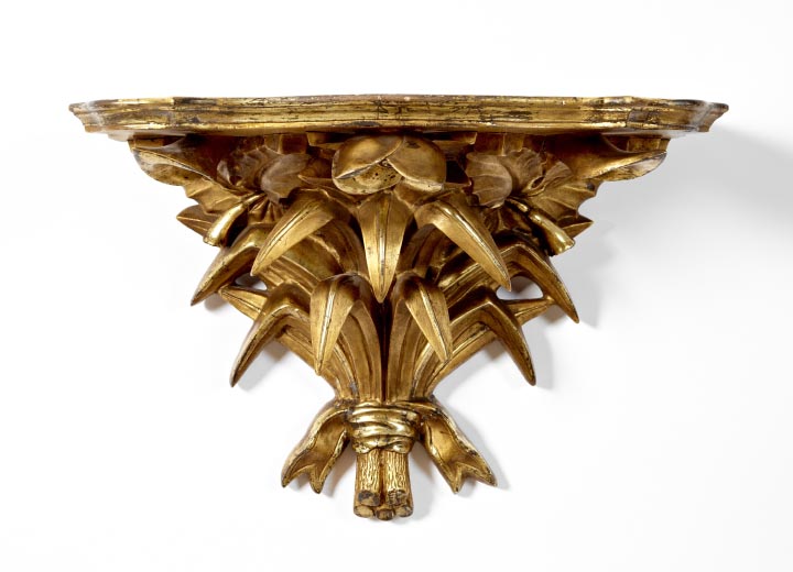 Appraisal: Italian Carved and Gilded Wooden Bracket Shelf first quarter th