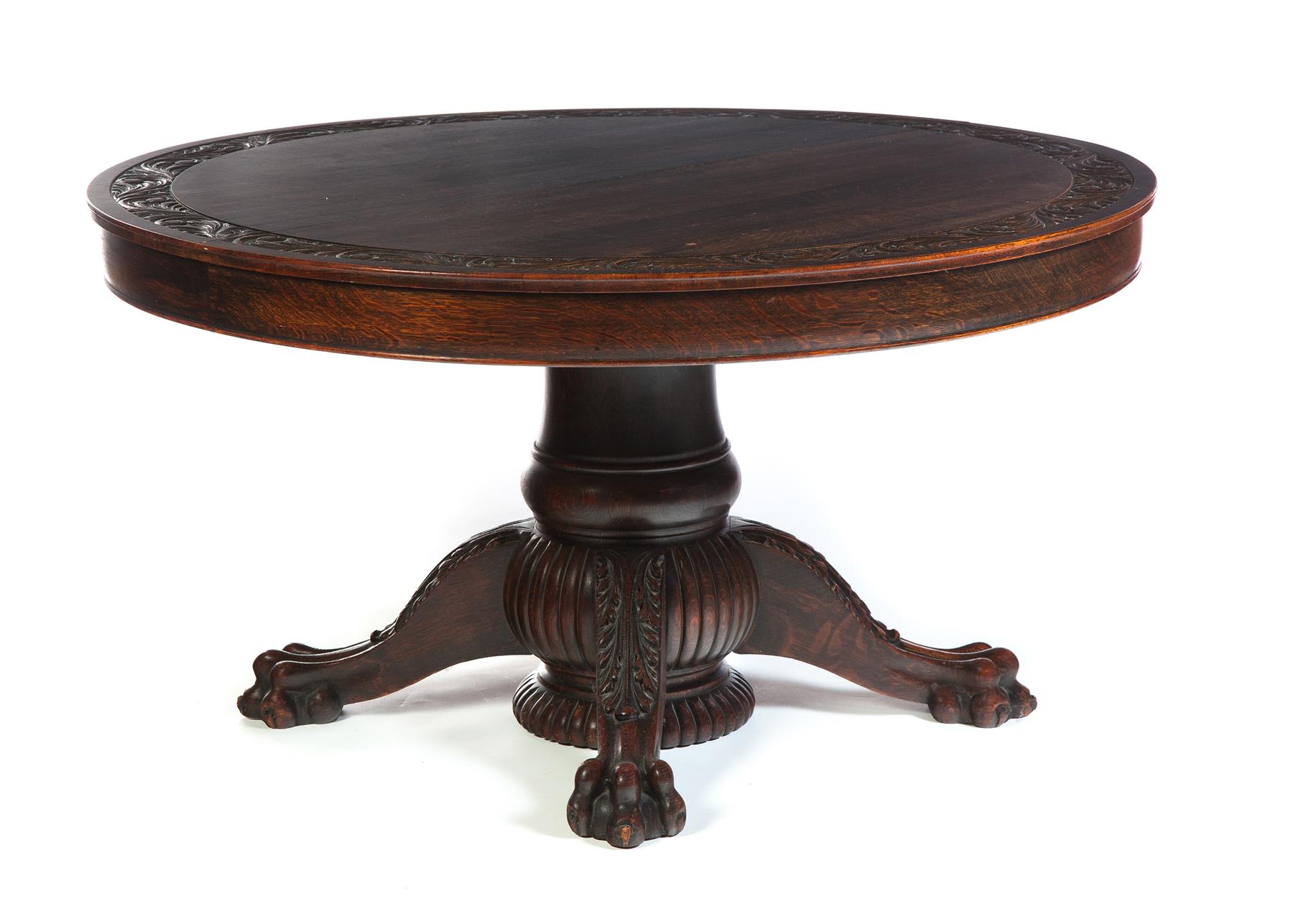 Appraisal: OAK DINING ROOM TABLE WITH LEAVES American st quarter- th