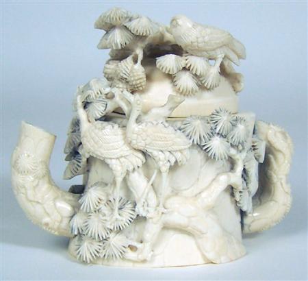 Appraisal: CHINESE CARVED IVORY TEAPOT AND COVER LATE TH EARLY TH