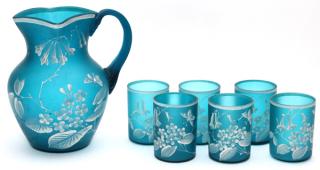 Appraisal: ENAMELLED GLASS LEMONADE SET C PIECES ENAMELLED GLASS LEMONADE SET