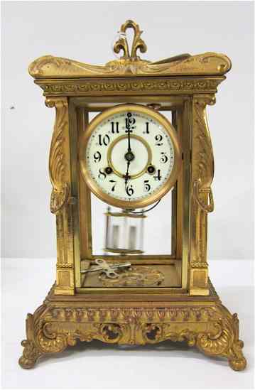 Appraisal: CRYSTAL REGULATOR MANTEL CLOCK ''Chalons'' model Waterbury Clock Co c