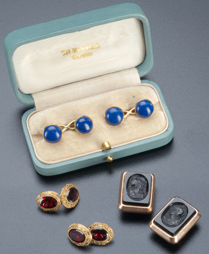 Appraisal: Three pairs of cufflinks Tiffany Co lapis and k yg