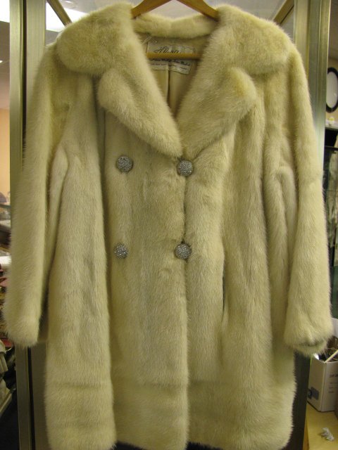 Appraisal: Natural mink jacket with embroidered lining and four rhinestone buttons