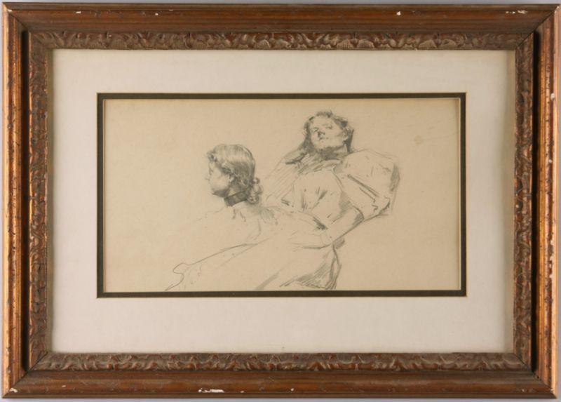 Appraisal: Elliott Daingerfield NC NY - Two Women graphite on paper