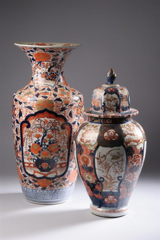 Appraisal: TWO JAPANESE IMARI PORCELAIN VASES Meiji period One of ovoid-form