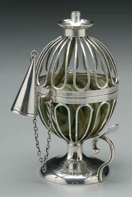 Appraisal: English silver wax jack open wire ball form pedestal base