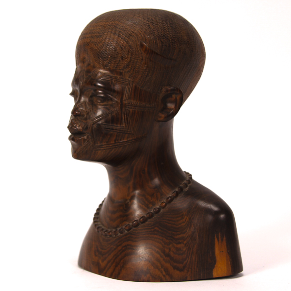 Appraisal: Vintage carved East African ironwood bust of a boy with