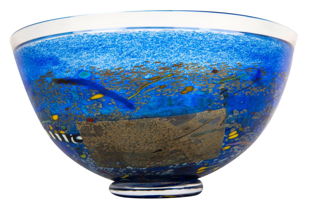 Appraisal: BERTIL VALLIEN KOSTA BODA ART GLASS BOWLblue ground inches diameter