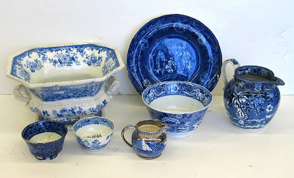 Appraisal: A group of Staffordshire blue and white ceramics th th