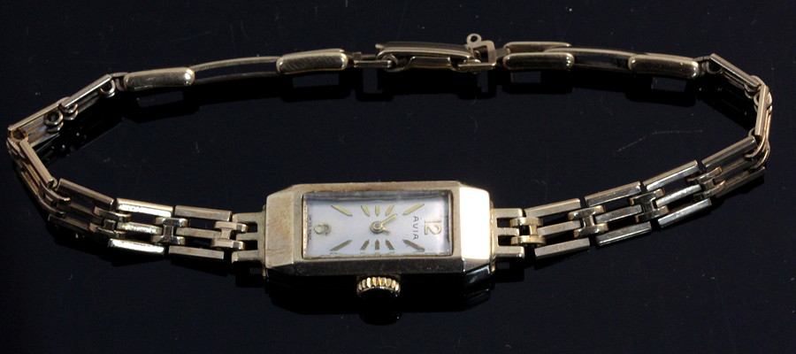 Appraisal: A lady's ct gold cased watch the rectangular dial signed