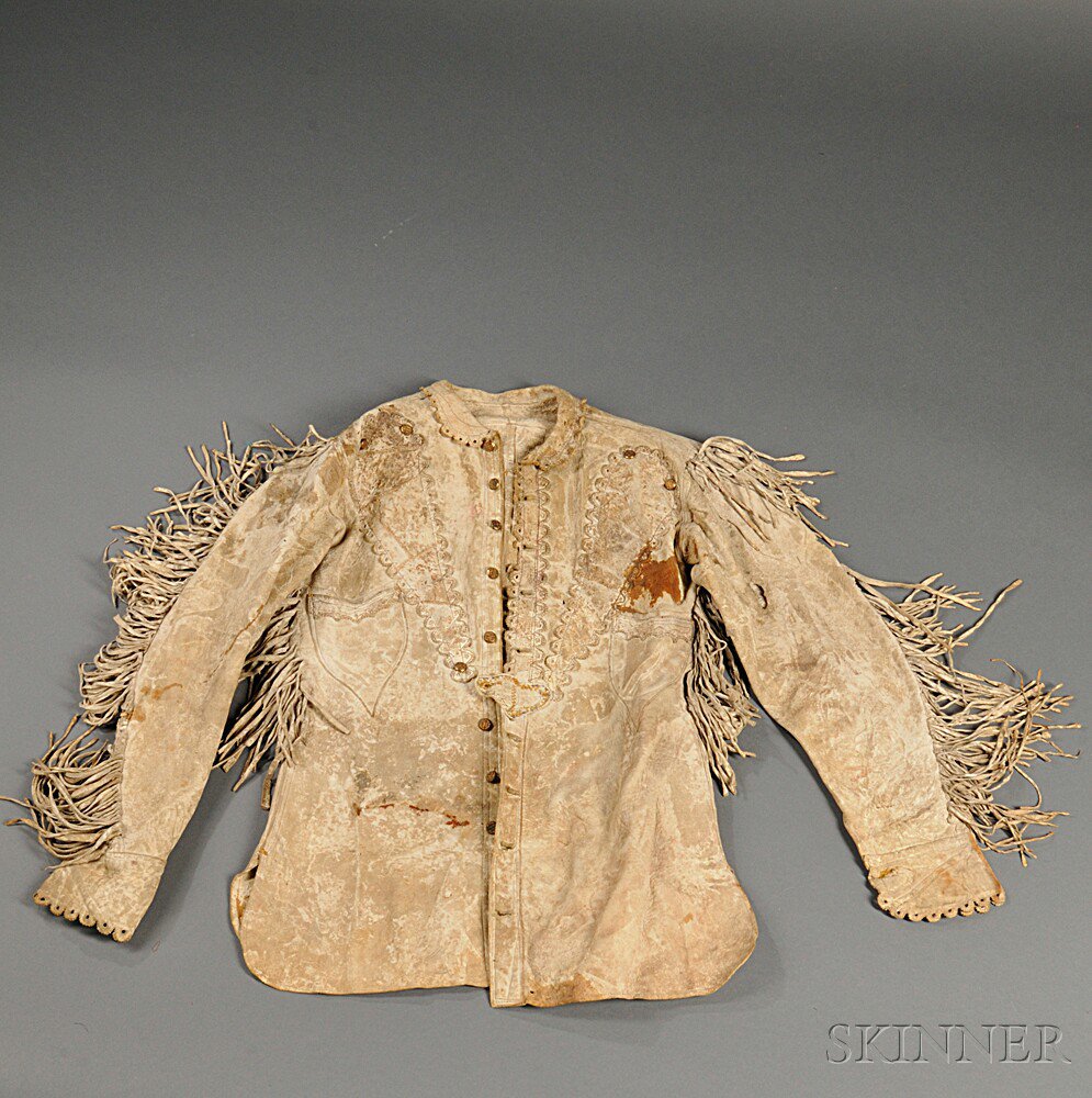 Appraisal: Frontiersman-style Buckskin Jacket c late th century fringed and with