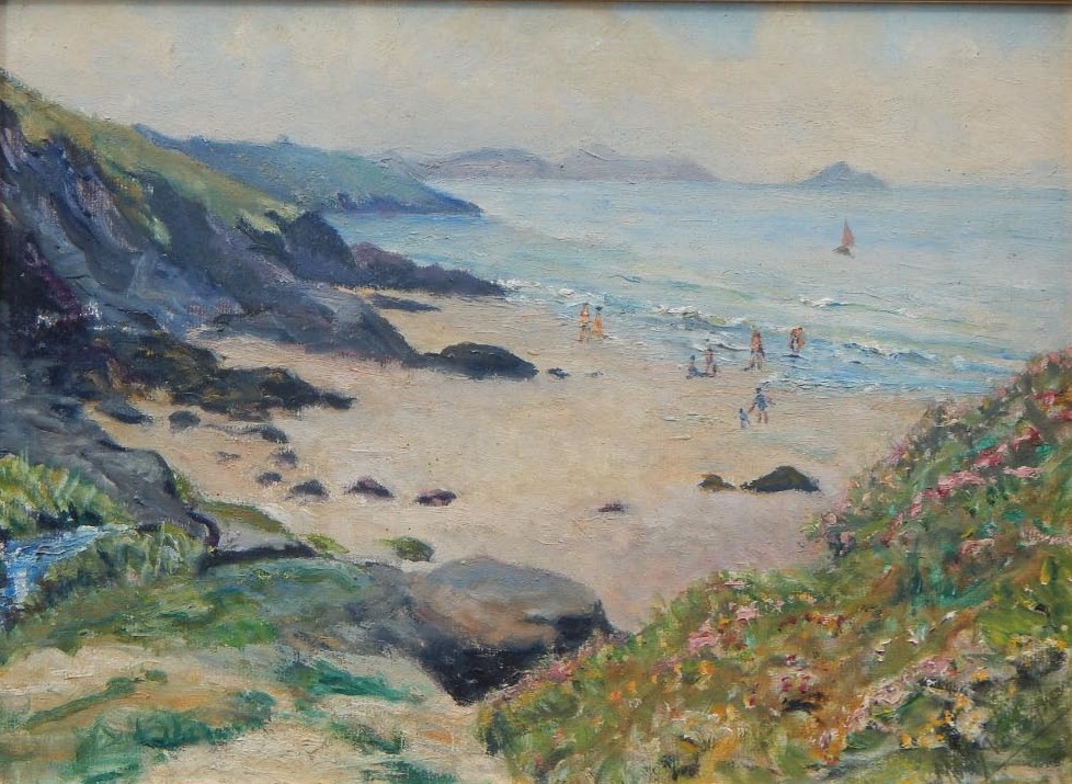 Appraisal: Mary Vaughan thC thC Beach scene oil on board signed