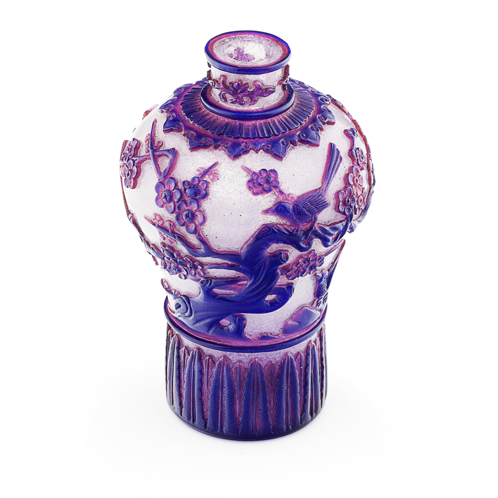 Appraisal: PEKING GLASS MEIPING VASE the pink and purple overlay design