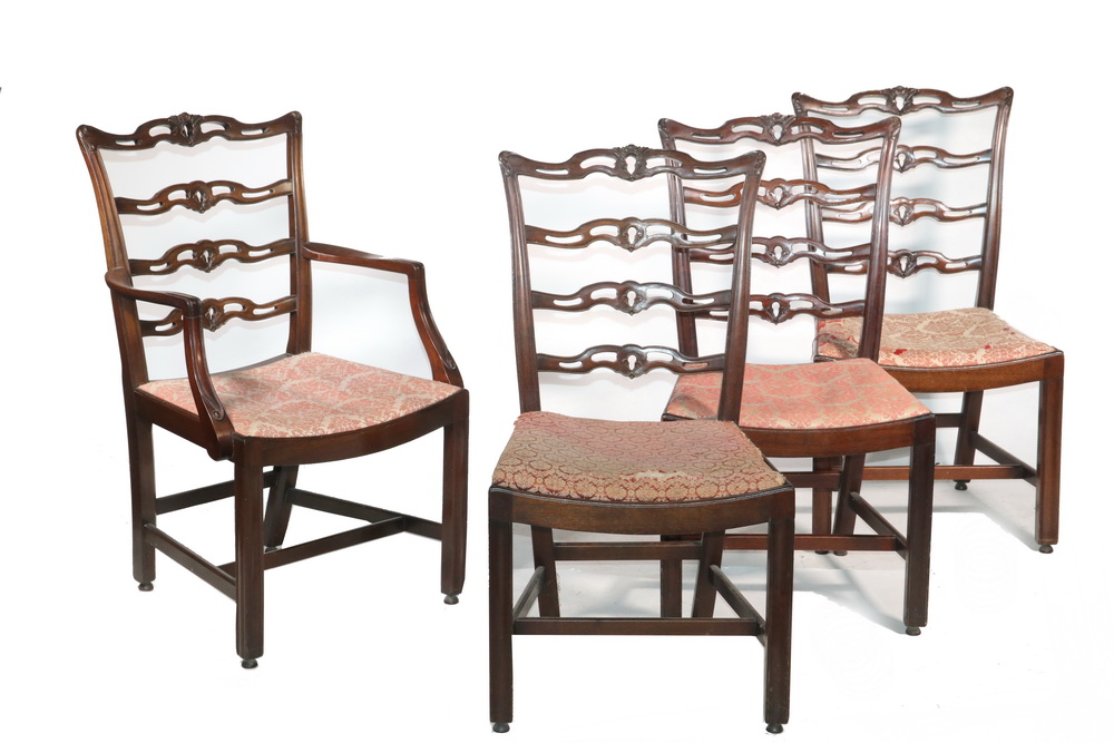 Appraisal: MAHOGANY DINING CHAIRS Set of Custom Ribbon Back Mahogany Dining