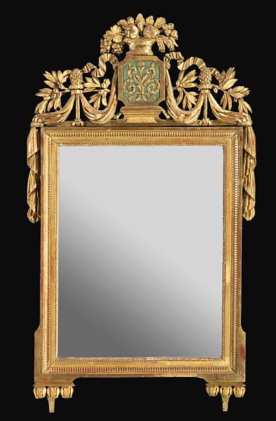 Appraisal: An Italian Neoclassical painted and parcel gilt mirror The rectangular