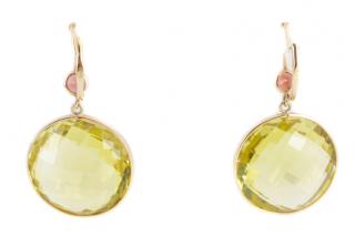 Appraisal: k Yellow Gold Lime Citrine Garnet Earrings Pair of ladies