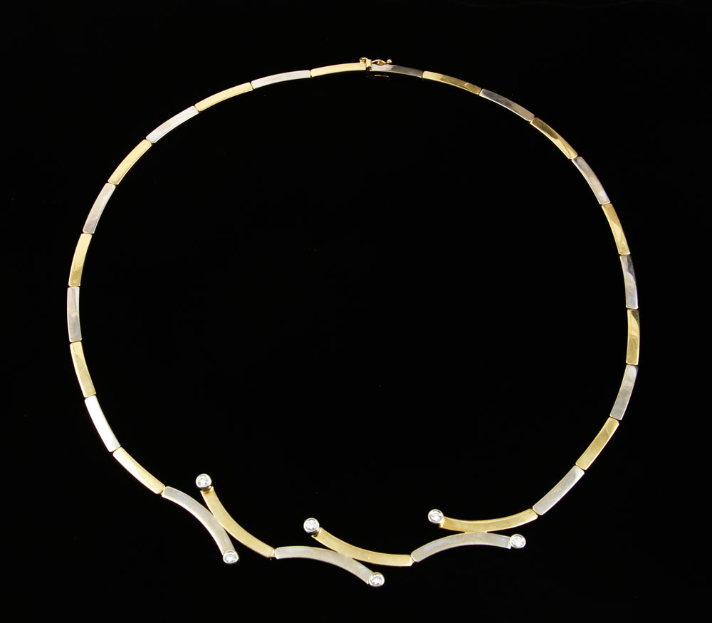 Appraisal: - K Gold and Diamond Necklace K two tone gold