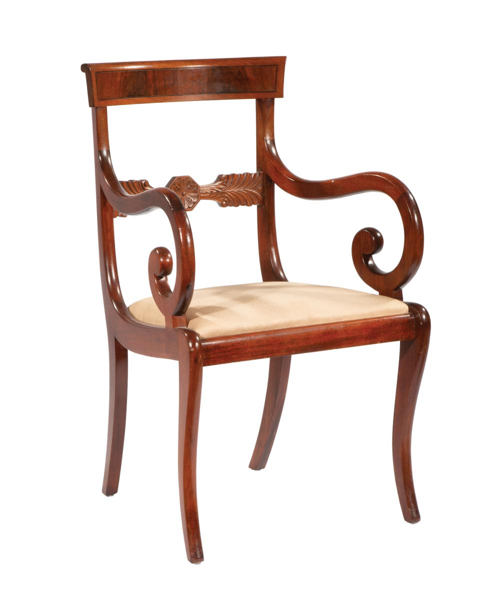 Appraisal: Anglo-Colonial Carved Mahogany Armchair in the Regency Taste th c