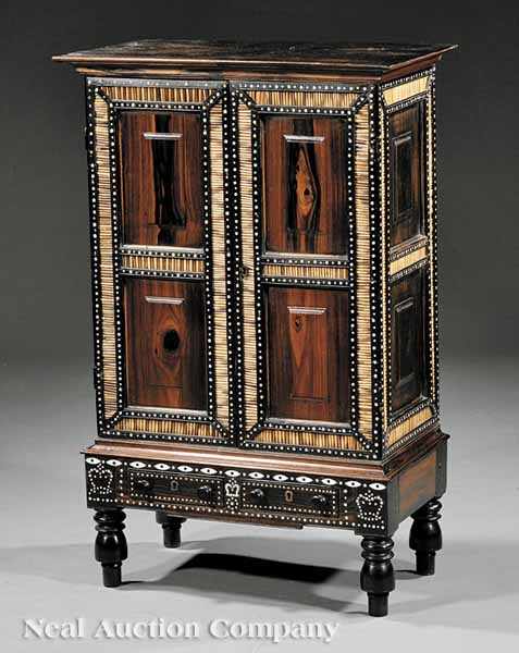 Appraisal: A Rare Diminutive Anglo-Indian Calamander and Quillwork Cabinet th c