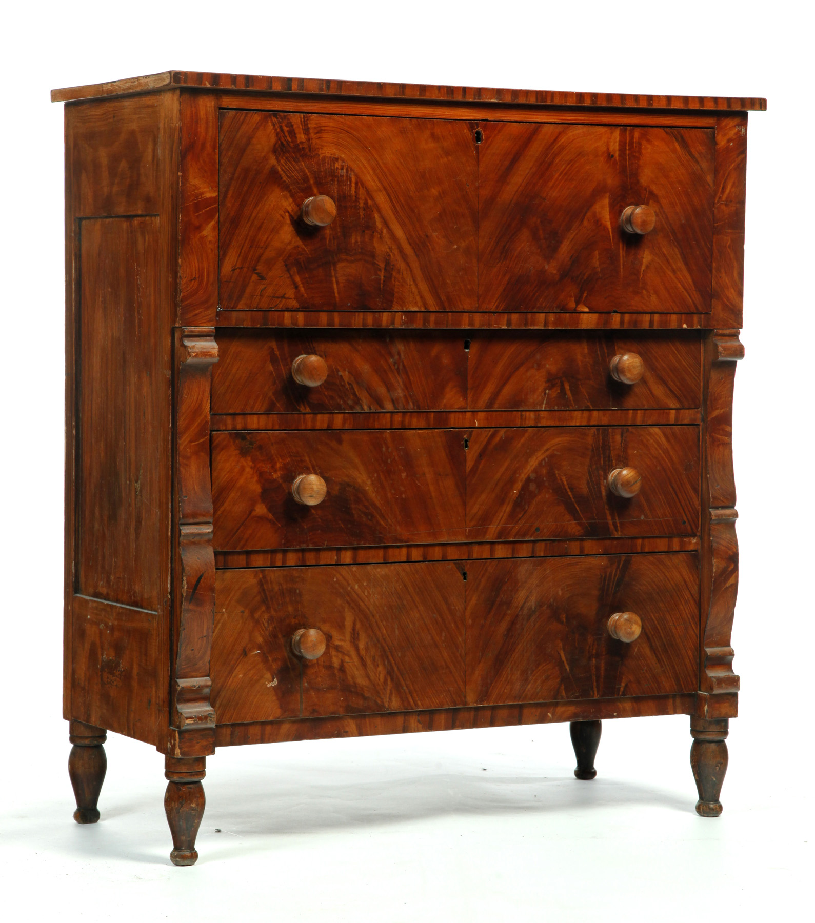 Appraisal: TRANSITIONAL SHERATON TO EMPIRE GRAIN-PAINTED CHEST American nd quarter- th