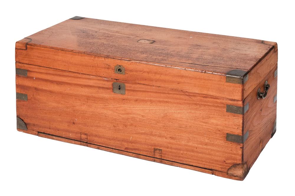 Appraisal: BRASS-BOUND CAMPHORWOOD CHEST TH CENTURY HEIGHT WIDTH DEPTH BRASS-BOUND CAMPHORWOOD