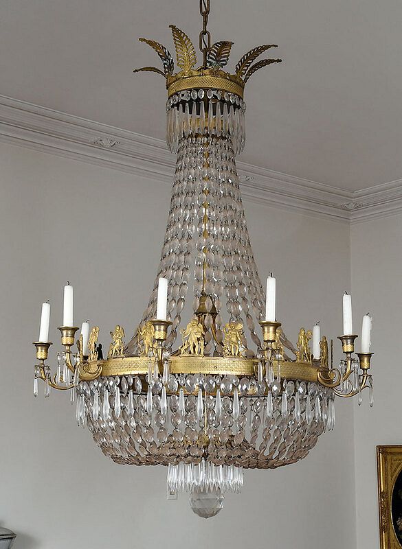 Appraisal: Empire Gilt Bronze Ten Light Chandelier French early th century