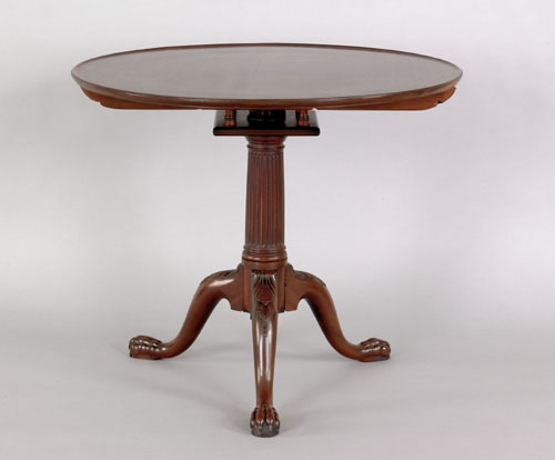 Appraisal: Chippendale mahogany tea table ca the circular dish top tilting