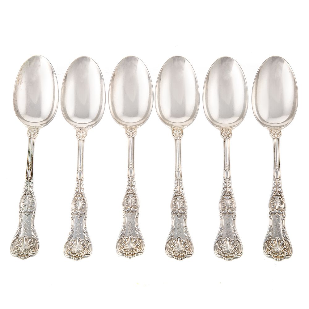 Appraisal: Six Gorham Sterling King George Serving Spoons Monogrammed in long